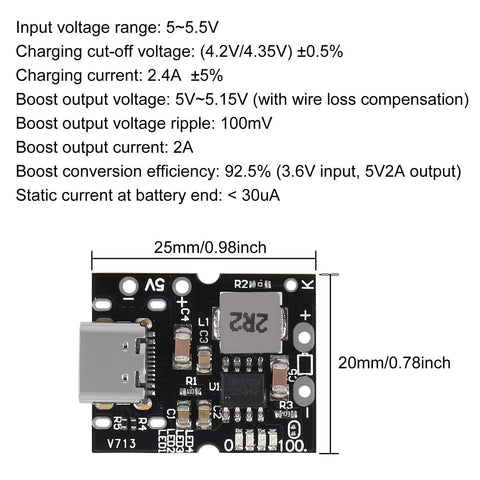 Type C USB Boost Converter Module Pack Six Pieces 5V 2A Output Boost Up Power Must Have Charge Discharge Integrated Board with LED Indicator