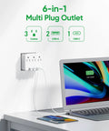 Foldable Travel Power Strip With USB C And USB A Ports 6 In 1 Compact Wall Plug 3 AC Outlets And 3 USB Ports No Surge Protector