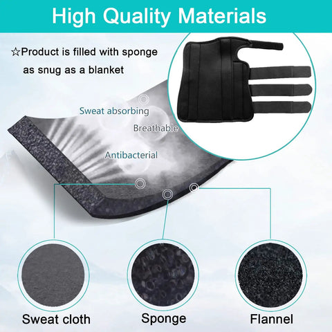 Unisex Forearm And Wrist Support Splint Brace With Double Fixation For Carpal Tunnel showing materials like sponge and flannel.