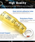 Badass Heavy Duty Heat Shrink Ring Terminals Waterproof Crimp Wire Connectors Quarter Inch Copper Lugs showing heat shrink adhesive tube and tinned copper.