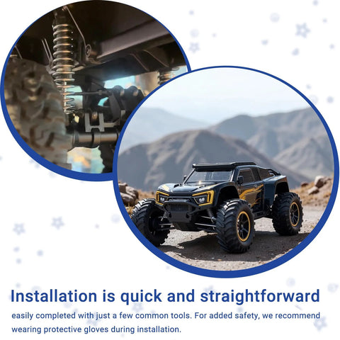 Nickel-plated compression springs (0.051 in wire, 3 in long, 4-pack) and an RC monster truck