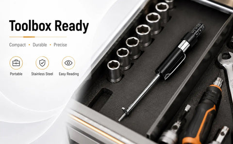 Heavy Duty Brake Pad Thickness Gauge With Slim Probe For Quick No Wheel Removal Checks Precise Millimeter Scale For Internal And External Pads Slick No Sweat Brake Diagnostics Tool