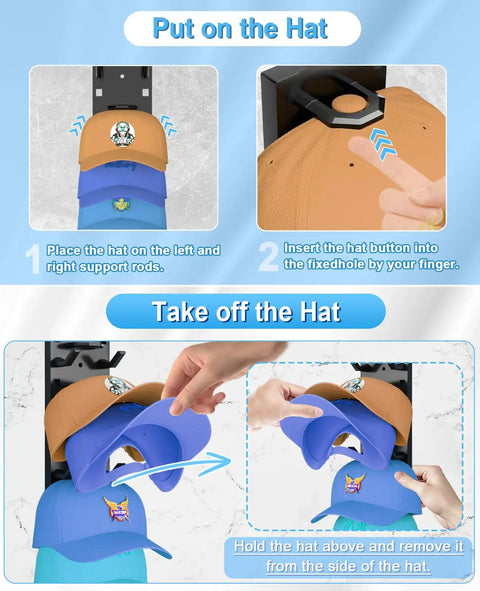 Solid Grip Two Pack Black Hat Organizer For Baseball Caps With Heavy Duty Adhesive Wall Mount Rack Bringing Roomy Multilayer Design And Zero Squeeze Drama So Your Fresh Collection Stays Flawless Holds Up To Eighteen Hats