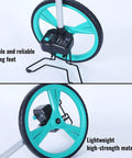 Heavy Duty Large Road Construction Measuring Wheel With Mechanical Counter And Telescopic Handle showing spring feet and ABS wheel design.