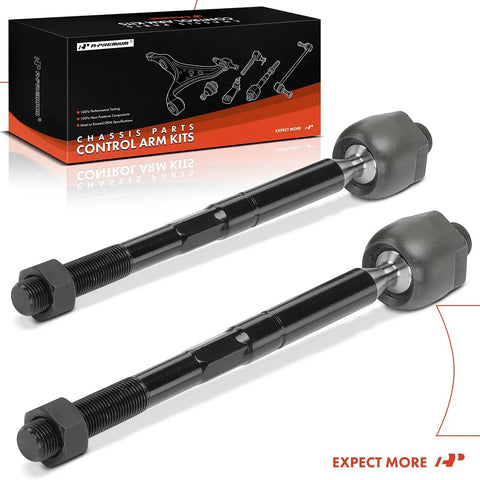 Set Of Two Front Inner Tie Rod Ends For Buick Allure 2010 CXS With High Performance Suspension LaCrosse 2010 2011 2012 V6 3 6L Hydraulic Steering Saab 9 5 2011, black metal
