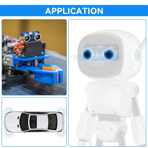 Applications of the Eight Pack Ultrasonic Sensor Module Kit With Four Mounting Brackets And Two 20cm Dupont Wires For Arduino R3 Mega2560 Nano Projects Distance Sensing 2cm To 400cm 5V in robotics and vehicles