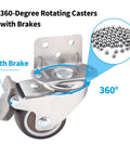 Close-up of 4 Pack 1.5 Inch L Shaped Swivel Casters With Brakes Quiet TPE Rubber Wheels Metal Housing Replacement Caster For Furniture