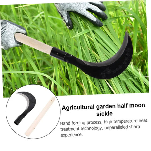 Long Handle Garden Sickle for Weeding and Cultivating Built Tough Manganese Steel Grass Cutter with Comfortable Grip in use