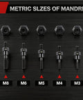 Metric sizes M3 to M8 displayed for Rivet Nut Setter Kit For Cordless Drill M3 To M8, Quick Change Blind Riveter Nut Tool.