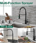 Top Shelf Hella Tough Black Spring Kitchen Faucet Pull Down Sprayer with dual spray modes for efficient cleaning.