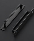 2 Pack Black Barn Door Handles With Plate For Sliding Closet Doors 7.5 Inch Hole Center 8.35 Inch Overall Length Zinc Alloy Barn Hardware