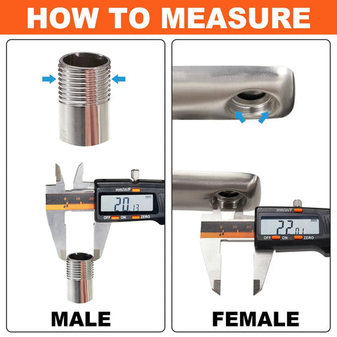How to measure threads for Kid Friendly 1440 Degree Faucet Extender For Toddlers In Bathroom And Kitchen, Silver Rotating