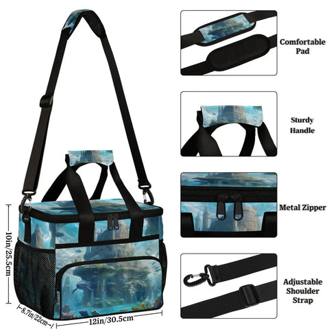 Insulated Picnic Backpack With Built In Lunch Box For Outdoors And Travel, featuring adjustable strap, sturdy handle, 12 x 8.7 x 10 in size
