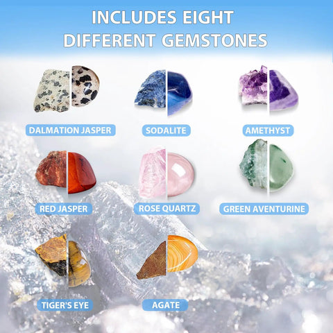 All In One Rock Polisher Kit With Noise Reducing Cover Variable Speed And Timer Includes rough gemstones display