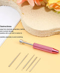 Six Piece Piercing Kit With Ball Grabber Tool And 16G 18G Stainless Steel Tapers Flat Back Insertion Tools displayed on table