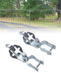 Two Pack T Post Gate Hinge Kit For Chain Link Fence Heavy Duty Galvanized Iron One And Three Eighths Inch gate in background