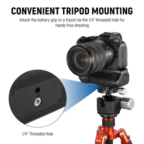 Battery Grip Upgrade For BG R10 For Canon EOS R5 R5C R6 R6 Mark II Mirrorless Cameras Runs On LP E6 Series Batteries mounted on tripod