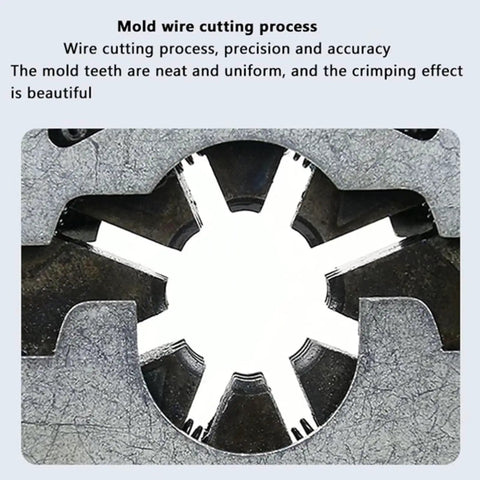 Close-up of the mold wire cutting process of the Portable Hydraulic Hose Crimping Machine with Electric Hydraulic Pump for high pressure locking tools.