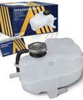 Reliable Aftermarket Coolant Reservoir Expansion Tank With Cap, 1.10L polypropylene tank for Dodge Journey, showing cap and hose details.