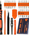 45 Piece Precision Screwdriver Set With Case For Electronics Repair Including Flathead Phillips Torx Pentalobe Bits displayed with tools
