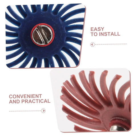 Durable 3Mm Shank Radial Bristle Polishing Wheel For Drill Grinder And Rotary Tool showing easy-install spiral flap design.