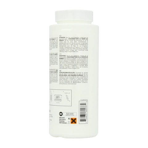Back view of Activated Scale Remover Descaler For Coffee And Espresso Machines 900g Bottle with label instructions visible