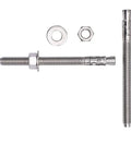 Beefy 1/2 Inch By 6 Inch Wedge Anchor Set, 5 Piece, Stainless Steel 304 Corrosion Resistant, With Washers And Nuts Included, Built To Last