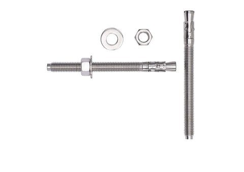 Beefy 1/2 Inch By 6 Inch Wedge Anchor Set, 5 Piece, Stainless Steel 304 Corrosion Resistant, With Washers And Nuts Included, Built To Last