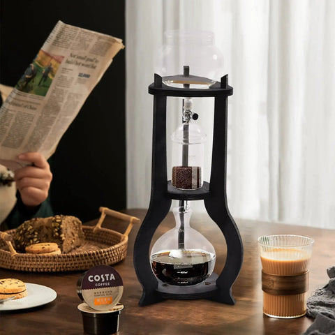 Kick Back And Sip Smooth Chills With This Sharp Cold Brew Drip Coffee Maker Crafted From A Borosilicate Pitcher And Real Wood Stand For Hassle Free Iced Coffee Runs That Come Out Fresh And Totally On Point Daily, featuring 600ml glass pitcher and timber frame.