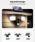 Onforu 36W Solar LED Security Lights, PIR Motion Sensor Outdoor, Yard with adjustable heads and solar panel for optimal lighting.