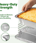 Heavy Duty 9x13 Aluminum Pans With Lids, 25 Pack Disposable Foil Bakeware, Deep Half Size Pans With Reinforced Bottom