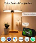 Smart Plug Mini 15A With Energy Monitor connected to lamp, voice command with Amazon Alexa, 4-pack.