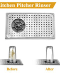 Automatic Pitcher Rinser and Bar Glass Rinser for Bar and Kitchen, Stainless Steel Espresso Rinser, Quick Rinse Station, Silver