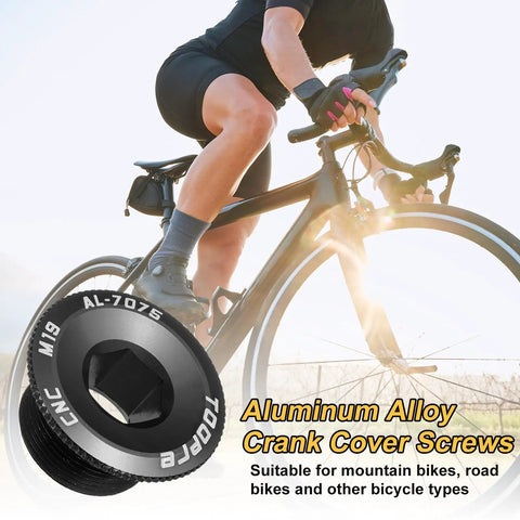 Two Pack M19 Bike Crank Cover Screws Aluminum Alloy Crank Fixing Bolts For Mountain Bike Crankset Arm Chainring Screws Black