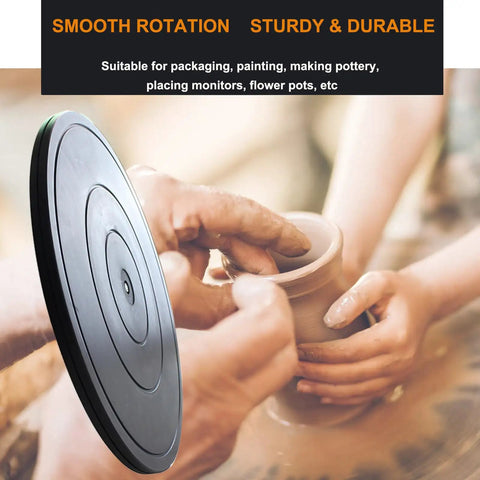 Two Pack 16 Inch Lazy Susan Turntable Set With Heavy Duty 360 Degree Swivel in use for pottery making