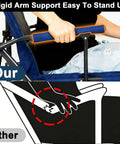 Heavy Duty Camping Chairs 2 Pack With 500 Lbs Capacity, showing hard armrests with person's hand for easy standing up.