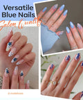 Six Blue Gel Nail Polishes Set Featuring Navy Royal Sky Icy Klein And Glitter Finishes With Cat Eye Magnet Kit Soak Off LED