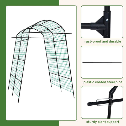 Tall Garden Arch Trellis For Climbing Plants Built Tough Heavy Duty Metal Tunnel Archway With Adjustable Base Width 87 Inch High
