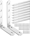 Heavy Duty L Shaped Shelf Brackets For Wood Shelves Stainless Steel 10 Pack Corner Supports with screws and hardware