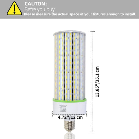 Ultra Bright 1000W Equivalent LED Corn Bulb 300W E39 Mogul Base With 42,000 Lumens Daylight 5000K Ballast Bypass, 13.85 in tall