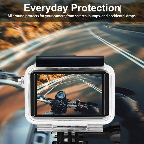 Waterproof Case With Floating Grip For DJI Action 5 Pro Action 4 And Action 3 Cameras, transparent housing on motorcycle