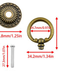 Vintage European Copper Cabinet Knob Set for Drawers and Dressers Retro Radiating Dot Ring Design Cool Vintage Look 4 Pack