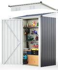Compact 5X3 Foot Metal Garden Tool Shed That Is Super Handy With 2 Way Sloping Roof And 28 Inch Wide Lockable Door Waterproof Galvanized Steel