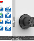 Keypad Door Lock With 50 User Codes And Auto Lock, Waterproof Matte Black, Keyless Entry For Home Or Apartment, Easy Installation