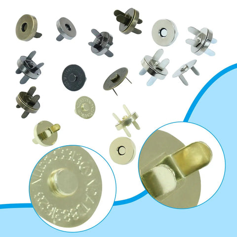 40 Sets Magnetic Snaps For Purses And Bags, 18mm Rustproof Fasteners Replacement Kit In 4 Colors, with washers and parts