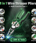 8 In 1 Wire Stripper And Do It All Multi Tool Pliers With Built In Voltage Tester Cutter And Crimp Tool Heavy Duty Electrician Hand Tool