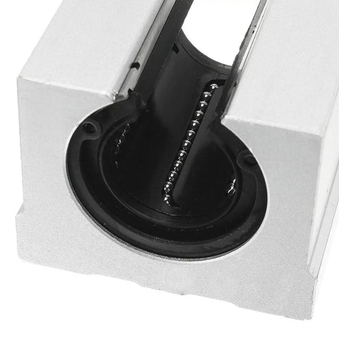 Open Linear Bearing SBR25UU Slide Unit for 25mm Shaft, aluminum block, detailed close-up view, CNC and 3D printer use