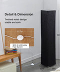 Modern Floor Lamp With Color Changing RGB Bulbs, black linen shade, with foot switch in living room corner.