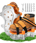 Lawn Aerator Shoes With Double Layer Spring Design And Aluminum Base For Effortless Yard Aeration No Mess On Your Shoes Great For Patio And Garden Sessions In Orange with tools