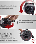 No Sweat Wall Mount Retractable EV Charger Cable Holder Reel Organizer Fits Tesla and Universal Level 2 EV Station, adjustable dial view.